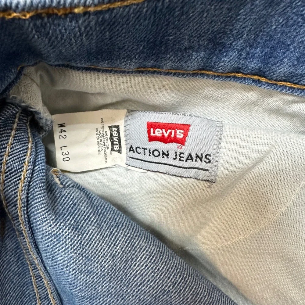Vintage Levis Action Jeans Mens 42x30 Orange Tab Made in USA 90s Blue 4156B